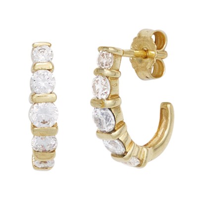 Halbcreolen 333 Gelbgold 10 Zirkonia Ohrringe Creolen Goldohrringe
