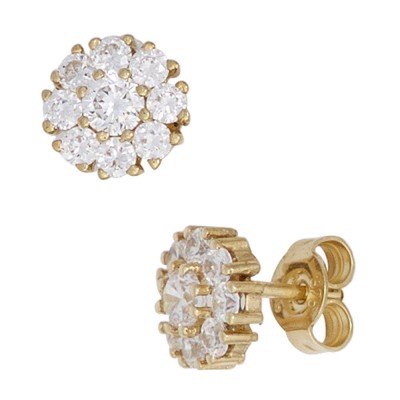 Ohrstecker Blume 375 Gelbgold 18 Zirkonia Ohrringe