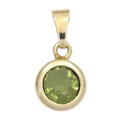 Anhänger rund 585 Gelbgold 1 Peridot grün Goldanhänger