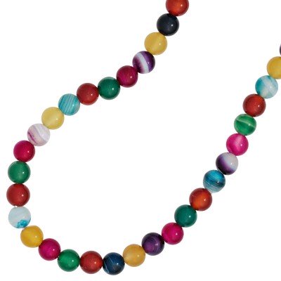 Kinder Edelsteinkette mit Achaten bunt 38cm endlos Halskette Kette auf Gummi