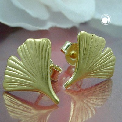 Ohrstecker 12mm Ginkgoblatt matt 333 Gelbgold