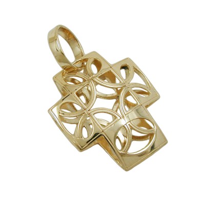 Anhänger Kreuz filigran Halbkreise Rückseite bicolor 375 Gold