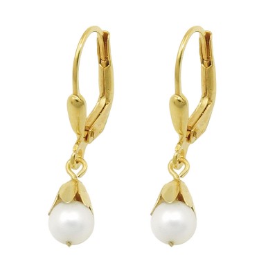 Ohrbrisur Ohrring Ohrhänger 25x5mm Süßwasserperle 375 Gold