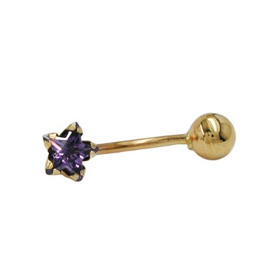 Bauchnabelpiercing Banane Stern Zirkonia Amethyst mit Kugel 585