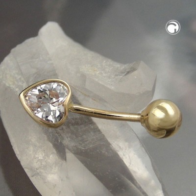 Piercing Zirkonia-Herz 585 Gold