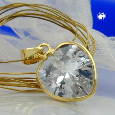 Anhänger großes Zirkonia-Herz 333 Gelbgold