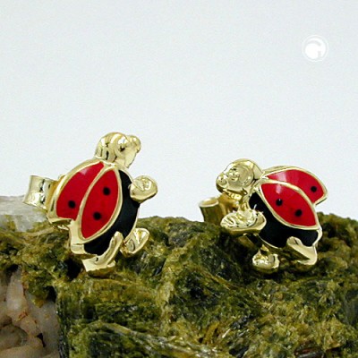 Ohrstecker Marienkäfer sw-rot 375 Gold