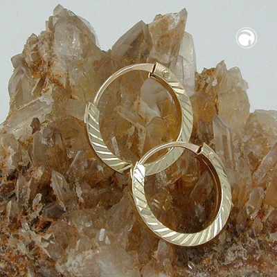 Creolen Ohrringe 13mm Vierkant diamantiert 375 Gold