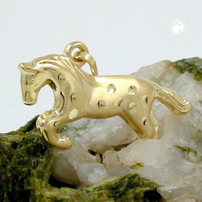 Anhänger Pferd matt-diamantiert 375 Gold