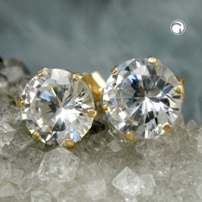 Ohrstecker 8mm Zirkonia 375 Gold