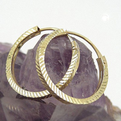 Creolen Ohrringe 17mm diamantiert 375 Gold