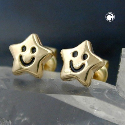 Ohrstecker Stern mit Gesicht 375 Gold