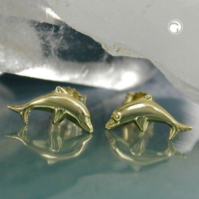 Ohrstecker Delfin glänzend 375 Gold