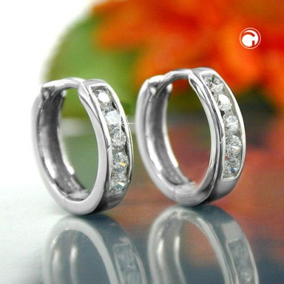 Creolen Ohrringe 13x Zirkonia 375 Weißgold