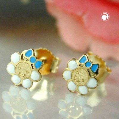 Ohrstecker Blume mit Gesicht 375 Gold