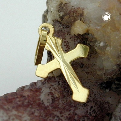 Anhänger 13x8mm kleines Kreuz 375 Gelbgold