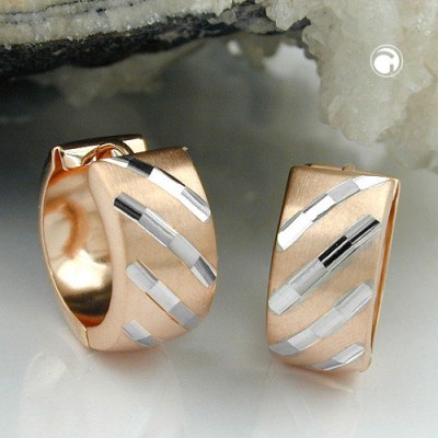 Creolen Ohrringe bicolor matt 375 Rotgold