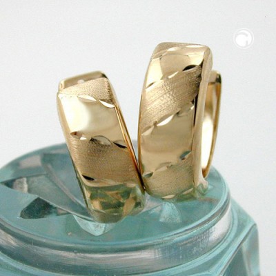 Creolen Ohrringe vorn matt diamantiert 375 Gold