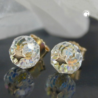 Ohrstecker Glas-krist-weiß Stern 585 Gold