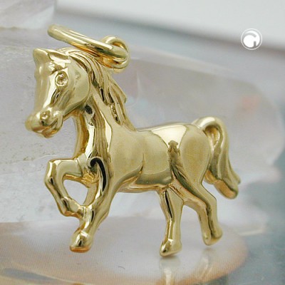 Anhänger Pferd glänzend 375 Gold