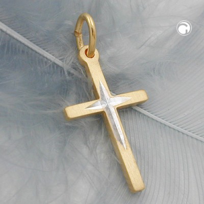 Anhänger Kreuz bicolor 375 Gold