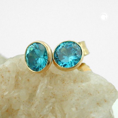 Ohrstecker 4mm synth. türkis 375 Gold
