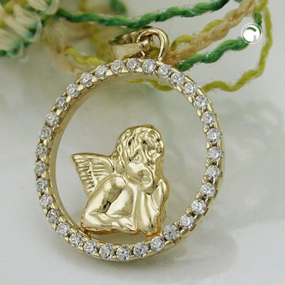 Anhänger Engelmotiv Zirkonia 375 Gold