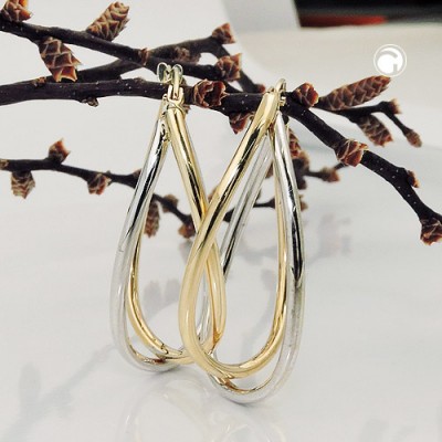 Creolen Ohrringe bicolor durchlegiert 375 Gelbgold
