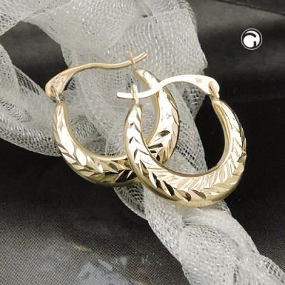 Creolen Ohrringe glänzend diamantiert 375 Gold