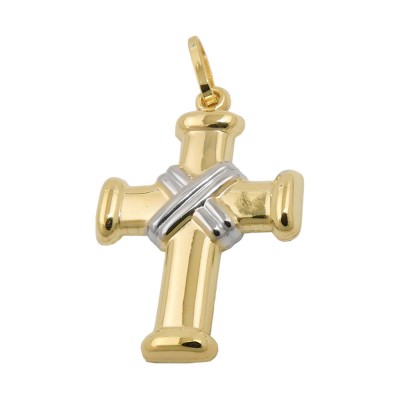 Anhänger Kreuz bicolor 375 Gold