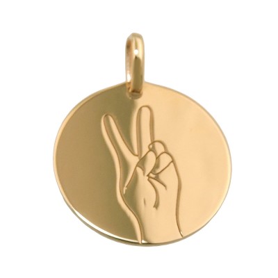 Anhänger Gravurplatte Lasergravur Peace-Victory-Zeichen glänzend 375 Gold