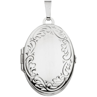 Medaillon oval 925 Sterling Silber rhodiniert Anhänger zum Öffnen