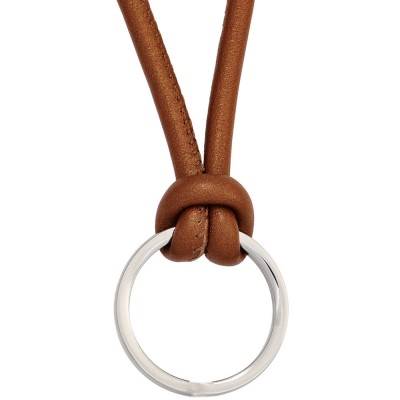 Collier Halskette Leder braun mit Ring aus Edelstahl 45cm Kette Lederkette