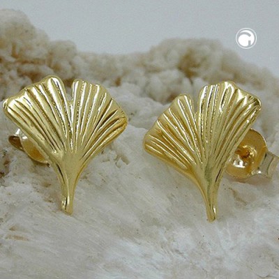 Ohrstecker 12mm Ginkgoblatt 333 Gelbgold
