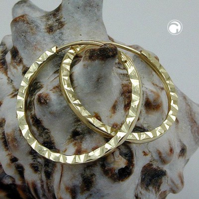 Creolen Ohrringe 15mm diamantiert glänzend 375 Gold