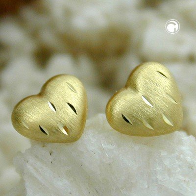 Ohrstecker kl. Herz diamantiert matt 585 Gold