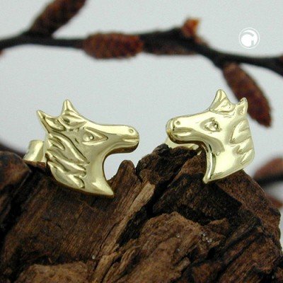 Ohrstecker Pferdekopf ca. 7mm glänzend 375 Gold