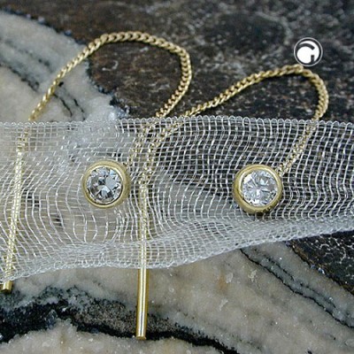 Durchzieher Kettchen Zirkonia 375 Gold