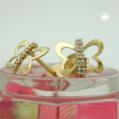 Ohrstecker Schmetterling Zirkonia 375 Gold