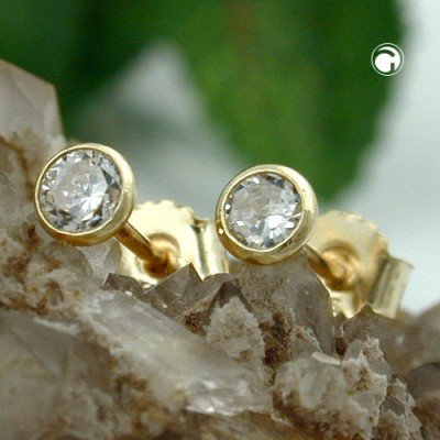 Ohrstecker ca. 3mm Zirkonia 375 Gold