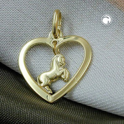 Anhänger Herz mit Pferd 375 Gold