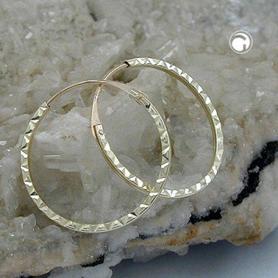 Creolen Ohrringe 17mm diamantiert 375 Gold
