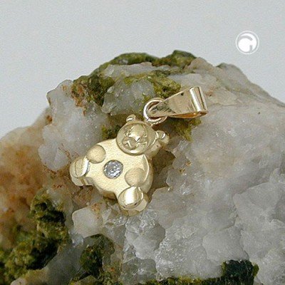 Anhänger Bärchen mit Zirkonia 375 Gold