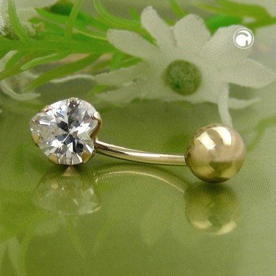 Piercing Banana Zirkonia-Herz 585 Gold