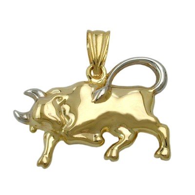 Anhänger Stier bicolor 375 Gold