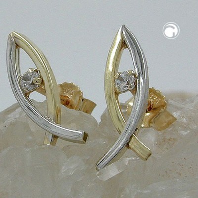 Ohrstecker JesusZeichen bicolor 375 Gold
