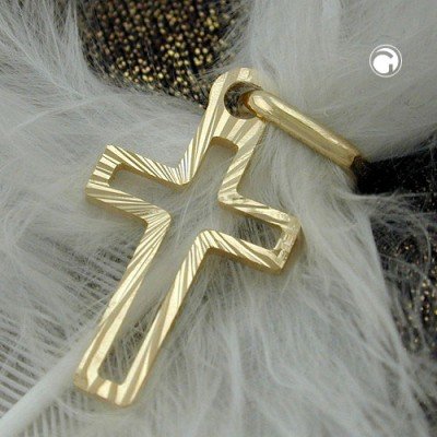 Anhänger 16x9mm Kreuz diamantiert 585 Gelbgold
