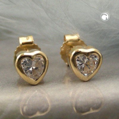 Ohrstecker Zirkonia Herz 375 Gold