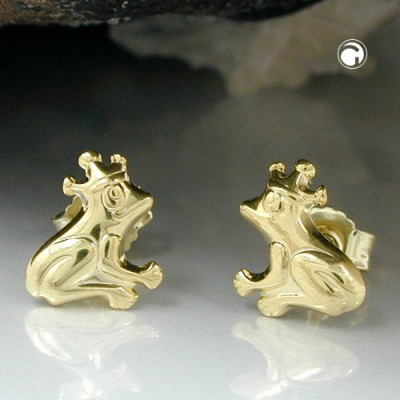 Ohrstecker Frosch glänzend 375 Gold