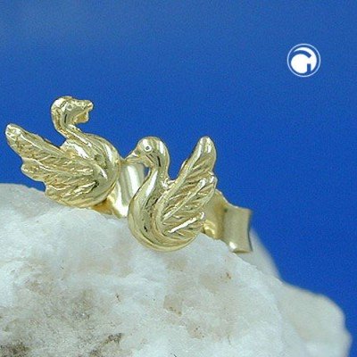 Ohrstecker Schwan glänzend 333 Gelbgold